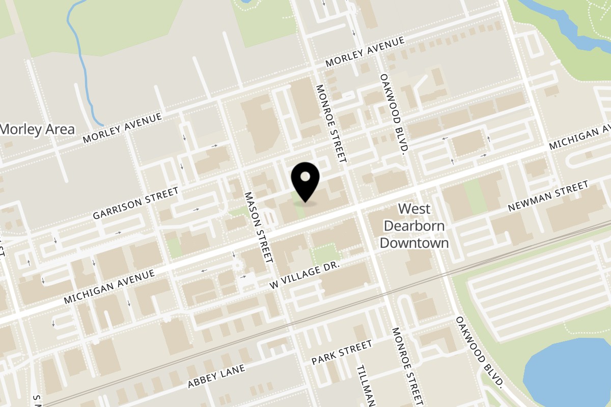 Map showing the location of Sheeba Restaurant West Dearborn on 22048 Michigan Avenue in Dearborn